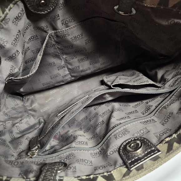 Michael Kors Jet Set Travel Signature Monogram Tote Silver Design - Picture 5 of 5